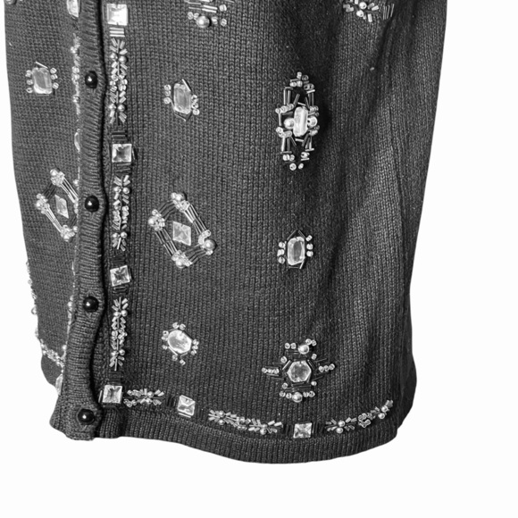 Vintage 90s SML Sport Black Knit Vest M Beaded Sequin Embellished Ramie Cotton - Picture 7 of 11